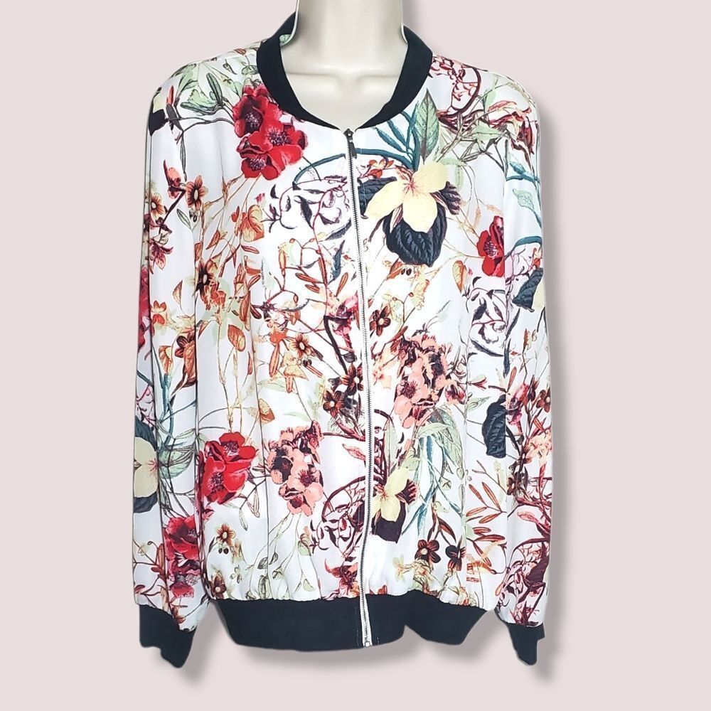 Como Black Floral Bomber Jacket